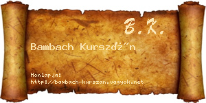 Bambach Kurszán névjegykártya